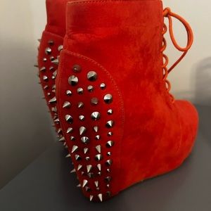 Red Wedge Boots For Women